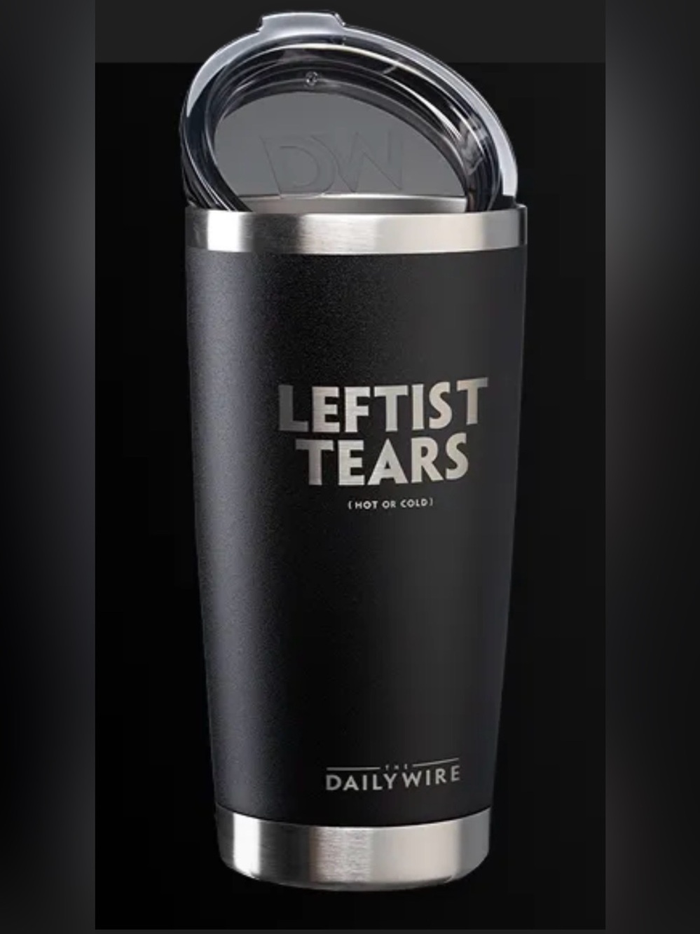 Graphic Insulated Travel Tumbler Stating “leftist tears”